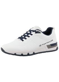 Tom Tailor Herren Keilsneaker, Gr. 44, weiß, Lederimitat, Textil, sportlich, Schuhe, Freizeitschuh, Halbschuh, Schnürschuh mit Logoschriftzug