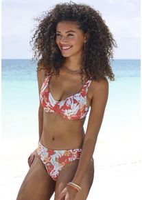 Sunseeker Damen Bikini-Hose "Suva", rot, Gr. 40, floral, Microfaser, Polyamid, Badehosen, mit Umschlagbund