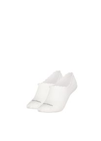 Damen Füßlinge "CK WOMEN FOOTIE HIGH CUT 2P DIAMOND", Calvin Klein Jeans, weiß, Materialmix, Socken, Mit gewelltem Rand und tollem Muster