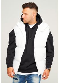 behype Herren Steppweste "MGLROLLIN", weiß, casual, Gr. M, 100% Polyester, Westen, mit Kapuze