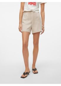 Véro Moda VERO MODA Damen Shorts "VMMYMILO HW PAPERBAG SHORTS WVN GA", beige, modisch, Gr. M, unifarben, Web, Obermaterial: 55% Viskose, 45% Leinen, Hosen, mit