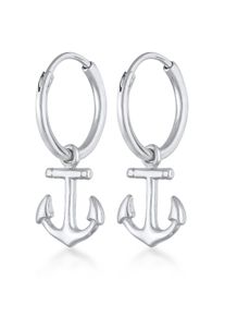Elli Damen Paar Creolen "Creolen Anker Maritim 925 Silber", OneSize, ohne Stein, Silber 925 (Sterlingsilber), silber, Silber 925 (Sterlingsilber),