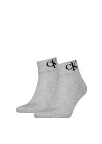Herren Kurzsocken "CKJ MEN QUARTER 2P MONOGRAM", Calvin Klein Jeans, Gr. 39, grau, Baumwollmischung, Socken, mit dezenter Logostickerei