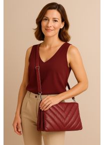 Damen Umhängetasche "Vino", Collezione Alessandro, rot, Kunstfaser, Taschen, mit drei Fächern und langem Gurt