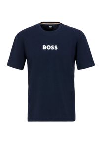 BOSS Herren T-Shirt, Gr. M, blau, Single Jersey, Obermaterial: 94% Baumwolle, 6% Elasthan, unifarben, casual, Shirts, mit großem Logodruck