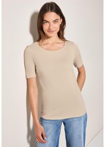 Cecil Damen T-Shirt "Style LENA", lila, casual, Gr. L, unifarben, Jersey, Obermaterial: 100% Baumwolle, Shirts, mit klassischem Rundhalsausschnitt
