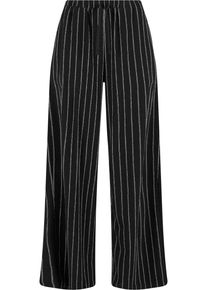 Urban Classics Damen Stoffhose "Urban Classics Ladies Structured Striped Relaxed Fit Pants", schwarz-weiß, Gr. XXL, gestreift, 92% Polyester, 6%