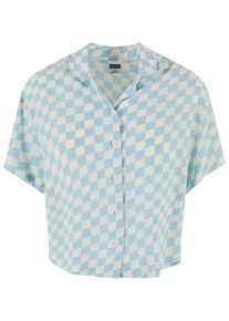 Urban Classics Herren T-Shirt "Urban Classics Damen Ladies Resort Shirt"oceanblaucheck, casual, Gr. XL, geblümt, 100% Viskose, Shirts