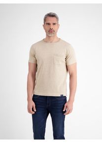 Lerros Herren T-Shirt "Lerros Strick-T-Shirt mit Brusttasche", beige, Gr. S, 100% Baumwolle, Shirts