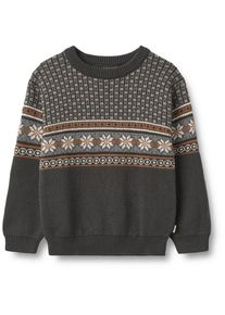 Wheat Jungen Strickpullover "Wheat Strick Jacquard Pullover Julius", grau, Gr. 104, 100% Bio-Baumwolle, Pullover