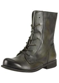 felmini Damen Schnürstiefelette "felmini Stiefelette Leder", Gr. 36, grün, Leder, casual, Schuhe