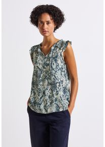 Street One Damen Blusentoparona blau, casual, Gr. 34, gemustert, Stoff, 100% Viskose, Blusen, aus softer Viskose