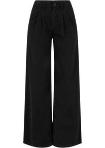 Urban Classics Damen Stoffhose "Urban Classics Damen Ladies Organic Pleated Cotton Pants", schwarz, Gr. 31, unifarben, 100% Baumwolle, Hosen