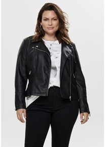 Only CARMAKOMA Damen Lederimitatjacke "CAREMMY FAUX LEATHER BIKER", schwarz, modisch, Gr. 42, beschichtet, Web, Obermaterial: 50% Polyurethan, 50%