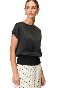 Zero Damen Kurzarmshirt "Zero Pullover mit glänzender Vorderseite", schwarz, festlich, Gr. 40, glänzend, Strick, Obermaterial: 50% Viskose, 50%