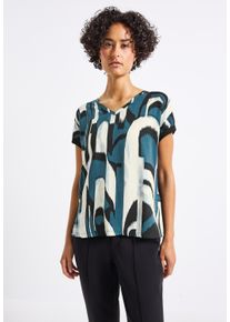 Street One Damen T-Shirt, blau, casual, Gr. 40, bedruckt, Stoff, Vorderseite: 100% Viskose; Rückseite: 95% Viskose, 5% Elasthan, Shirts, aus