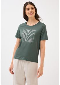 Cecil Damen T-Shirtschwarz balmy khaki, casual, Gr. XL, bedruckt, Web, 100% Baumwolle, Shirts, aus reiner Baumwolle