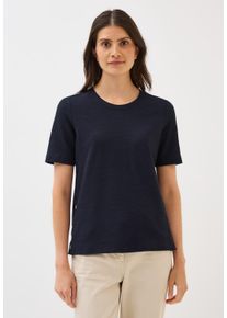 Cecil Damen T-Shirturban dunkelblau, casual, Gr. L, unifarben, Web, Stoff, 90% Baumwolle, 10% Polyester, Shirts, mit Knopf Details