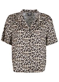 Urban Classics Damen Langarmhemd "Urban Classics Ladies Leo Resort Shirt", braun, Gr. L, 100% Polyester, Hemden