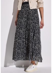 Street One Damen Plisseerock, schwarz, casual, Gr. 46, bedruckt, Web, Obermaterial: 95% Polyester, 5% Elasthan, Röcke, mit grafischem Muster