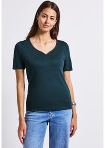 Street One Damen T-Shirt, blau, casual, Gr. 46, unifarben, Web, Stoff, 50% Baumwolle, 50% Modal, Shirts, im soften Baumwoll-Mix