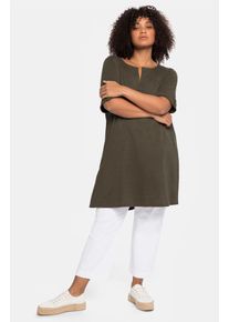 sheego Damen Longshirt "Longshirt", grün, Gr. 48, unifarben, 100% Baumwolle, Shirts