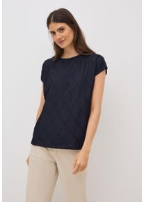 Cecil Damen T-Shirturban dunkelblau, casual, Gr. M, unifarben, Stoff, Vorderseite: 98% Polyester, 2% Elasthan; Rückseite: 95% Viskose, 5% Elasthan,