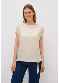 Cecil Damen T-Shirt, beige, Basic, Gr. XXL, unifarben, Web, Stoff, 50% Baumwolle, 50% Modal, Shirts, mit Tunnelzug am Saum