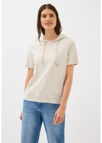 Cecil Damen Kapuzenshirt, beige, casual, Gr. XS, unifarben, Web, Stoff, 90% Baumwolle, 10% Polyester, Shirts, mit Kapuze mit Tunnelzugband