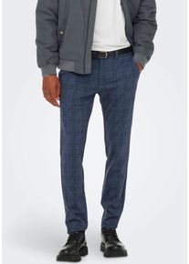 Only & Sons ONLY & SONS Herren Chinohose "ONSMARK SLIM CHECK PANTS 9887 NOOS", blau, modisch, Gr. 32, kariert, Web, Obermaterial: 64% Viskose, 31% Polyester, 5%