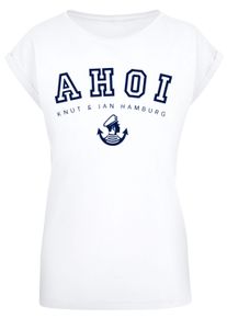 F4NT4STIC Damen T-Shirt "PLUS SIZE Ahoi Knut & Jan Hamburg", weiß, casual, Gr. 4XL, Obermaterial: 100% Baumwolle, Shirts, Print