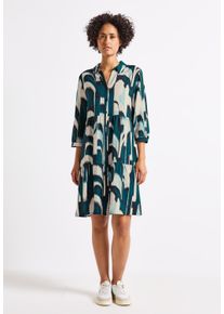 Street One Damen Sommerkleid, blau, casual, Gr. 44, bedruckt, Stoff, 88% Viskose, 12% Polyamid, Kleider, mit Volant