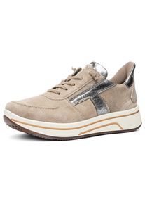 Ara Damen Sneaker "SAPPORO", Gr. 4,5, beige, Veloursleder, Glattleder, sportlich, Schuhe, Plateausneaker, Schnürschuh in Komfortweite H (= sehr weit)