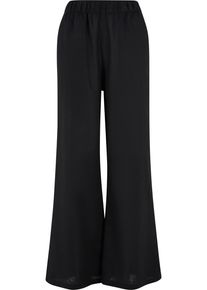 Urban Classics Damen Stoffhose "Urban Classics Damen Ladies Linen Mixed Wide Pants", schwarz, Gr. XS, unifarben, 55% Leinen, 45% Baumwolle, Hosen