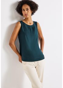 Street One Damen Blusentop, blau, casual, Gr. 38, unifarben, Web, Obermaterial: 100% Viskose, Blusen, mit Raffung