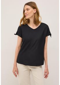 Cecil Damen Kurzarmbluse, schwarz, casual, Gr. M, unifarben, Stoff, 100% Viskose, Blusen, aus softer Viskose