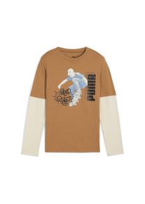 Puma Kinder T-Shirt "MID90s Layered Langarmshirt Jungen"melted caramel braun, Gr. 152, bedruckt, Obermaterial: 100% Baumwolle; Rippe: 29% Polyester,
