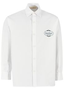Herren Langarmhemd "Another Cotton Lab Logo Button Down Shirt", weiß, Gr. M, ANOTHER COTTON LAB, unifarben, 100% Baumwolle, Hemden