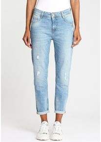 Gang Damen Relax-fit-Jeans "94AMELIE CROPPED", blau, Gr. 28, unifarben, leichte Abriebeffekte, Denim/Jeans, Obermaterial: 90% Baumwolle, 8%