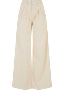 Urban Classics Damen Stoffhose "Urban Classics Damen Ladies Organic Pleated Cotton Pants", beige, Gr. 28, unifarben, 100% Baumwolle, Hosen