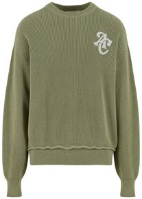 Herren Rundhalspullover "Another Cotton Lab Another Oversize Knit Sweatshirt", grün, klassisch, Gr. L, ANOTHER COTTON LAB, mehrfarbig, 100%