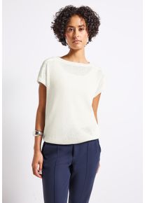 Street One Damen T-Shirt, weiß, casual, Gr. 46, unifarben, Stoff, 76% Polyester, 19% Viskose, 5% Elasthan, Shirts, Feel Good Fit