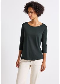 Street One Damen Langarmshirtevernight grün, casual, Gr. 36, unifarben, Web, 50% Baumwolle, 50% Modal, Shirts, aus Baumwolle mit Stretchante