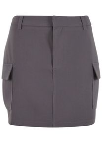 Urban Classics Damen Sommerrock "Urban Classics Ladies Short Patched Pocket Skirt", grau, Gr. XS, unifarben, 75% Polyester, 19% Viskose, 6% Elasthan,