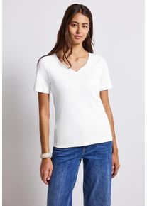 Street One Damen T-Shirt, weiß, casual, Gr. 34, unifarben, Web, Stoff, 50% Baumwolle, 50% Modal, Shirts