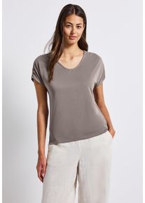 Street One Damen T-Shirtschwarz tumbled beige, casual, Gr. 36, unifarben, Stoff, 75% Modal, 25% Polyester, Shirts, Feel Good Fit
