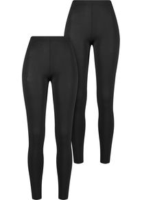 Urban Classics Damen Leggings "Urban Classics Ladies Bamboo Leggings 2-Pack", schwarz, Gr. S, unifarben, 95% Viskose, 5% Elasthan, Hosen