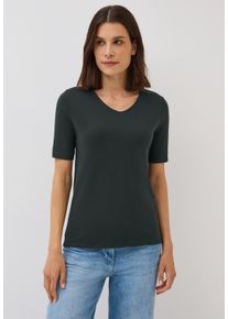 Cecil Damen T-Shirtink grün, Basic, Gr. M, unifarben, Web, 100% Baumwolle, Shirts, aus reiner Baumwolle