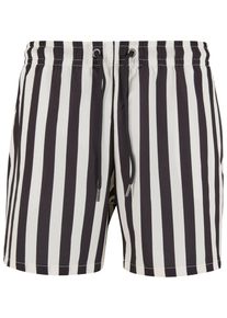 Urban Classics Herren Badeshorts "Urban Classics Striped Seersucker Swim Shorts", schwarz-weiß, Gr. XL, 100% Polyester, Badehosen