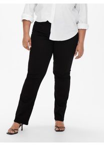 Only CARMAKOMA Damen Gerade Jeans "CARAUGUSTA HW STRAIGHT", schwarz, Gr. 42, Denim/Jeans, Obermaterial: 69% Baumwolle, 29% Polyester, 2% Elasthan,